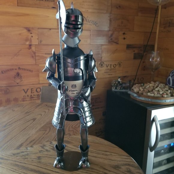 Knight Wine Bottle Holder Bar Counter Decor Stainless Steel - Picture 1 of 6